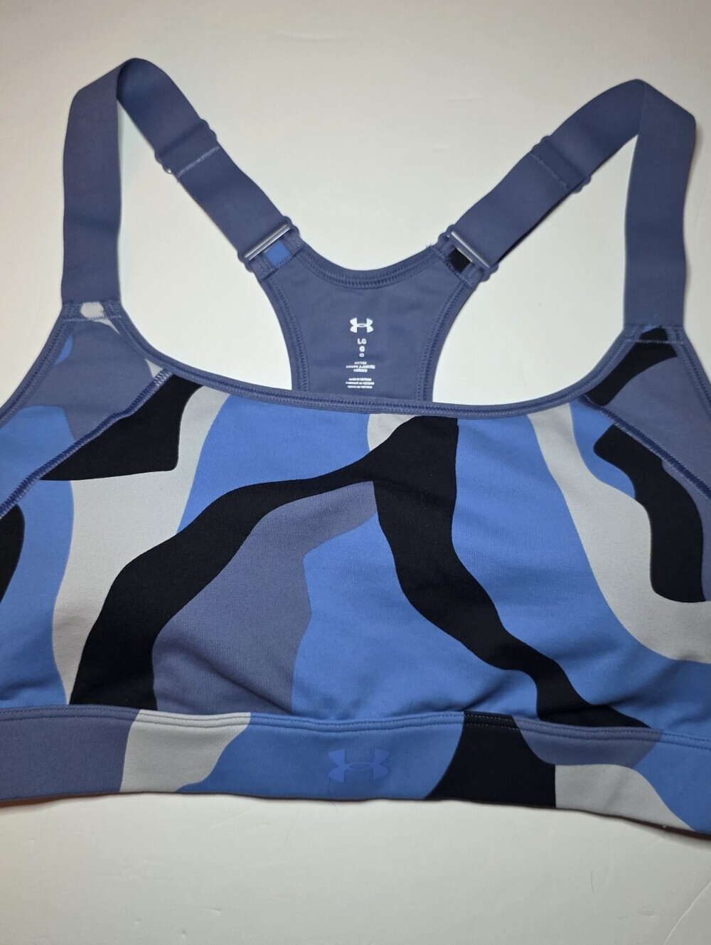 Womens Under Armour Mid-Impact Sports Bra Reflect Camo Blue  Sz L